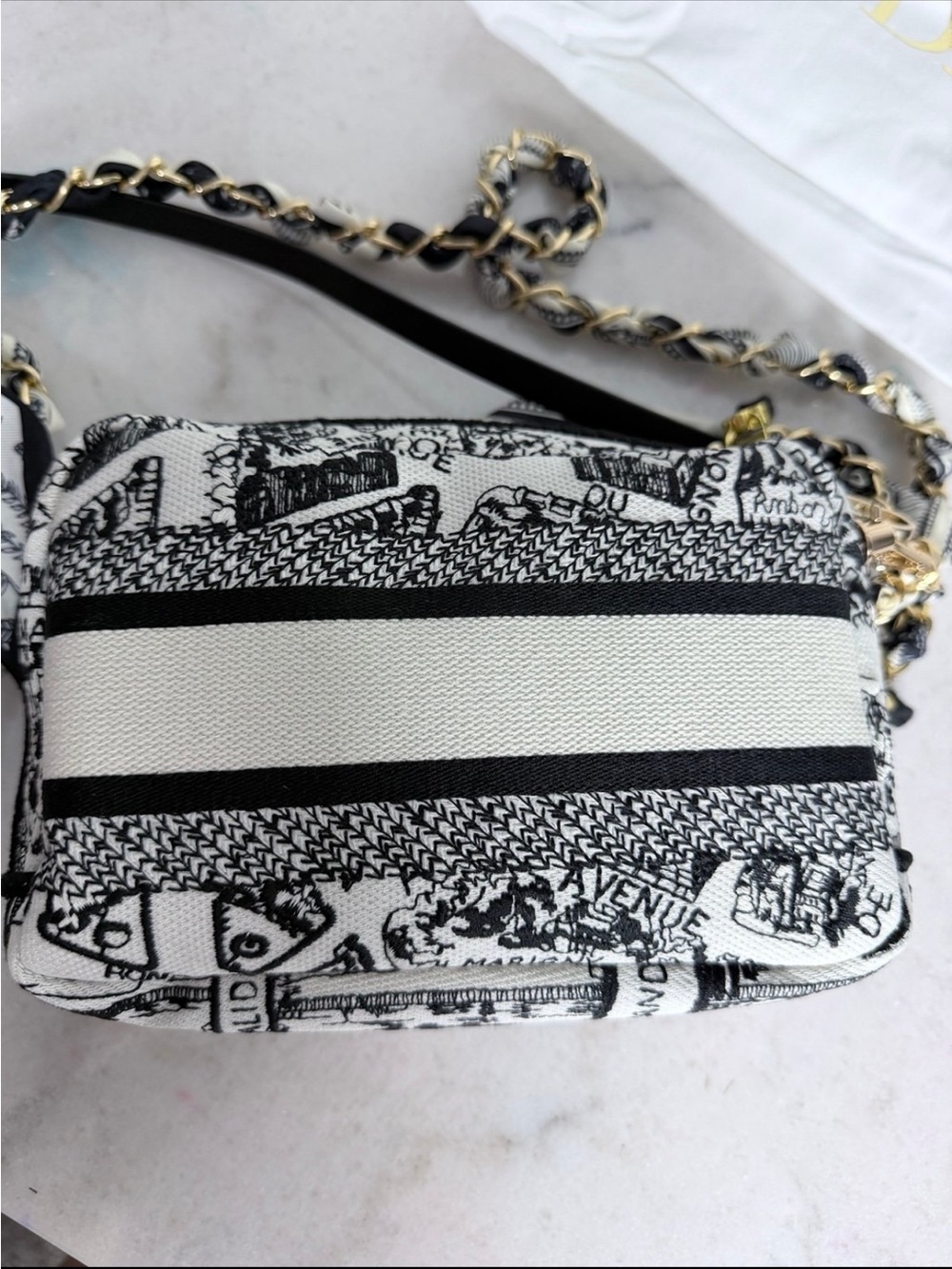 Dior Black and White Christian Dior Logo Crossbody Bag - Picture 5 of 8